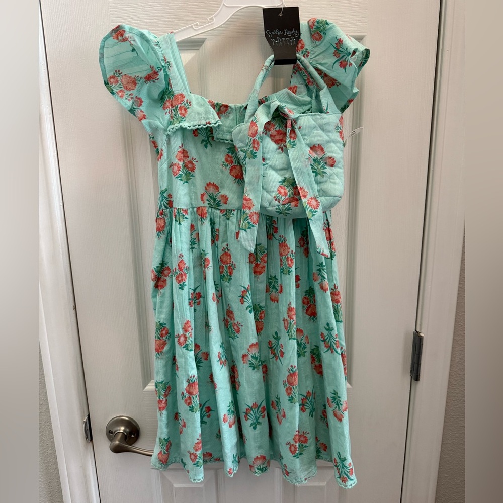 Cynthia‎ Rowley Mint Floral Sundress with Matching Quilted Bag
